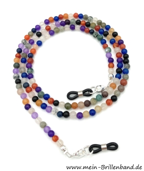 %Brillenkette - Brillenband aus Edelstein Perlen "bunt"