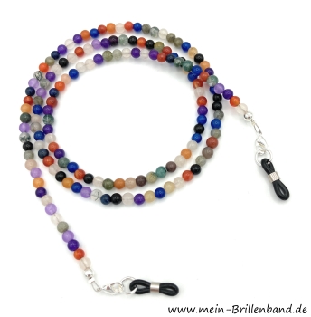 %Brillenkette - Brillenband aus Edelstein Perlen "bunt"