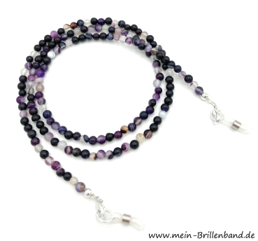 Brillenkette - Brillenband aus Edelsteinen Achat "lila"