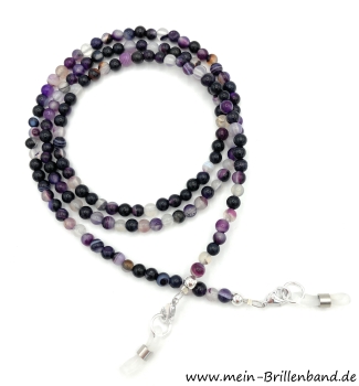 Brillenkette - Brillenband aus Edelsteinen Achat "lila"