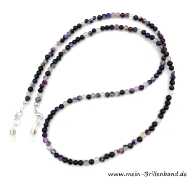 Brillenkette - Brillenband aus Edelsteinen Achat "lila"