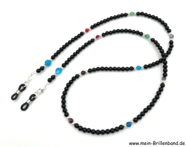 Brillenkette - Brillenband aus Edelsteinen Onyx-Achat "schwarz-bunt"
