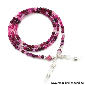 Brillenkette - Brillenband aus Edelsteinen Achat "pink"