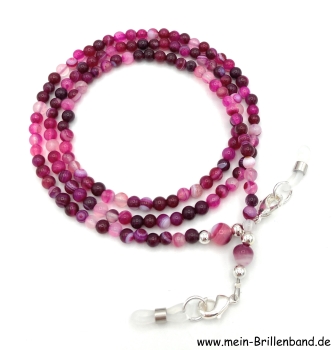 Brillenkette - Brillenband aus Edelsteinen Achat "pink"