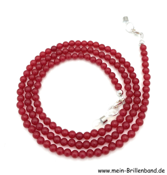 Brillenkette - Brillenband aus Edelsteinen Jade"rot"