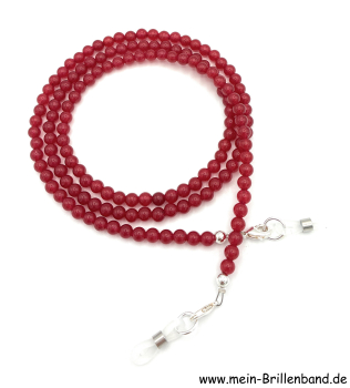 Brillenkette - Brillenband aus Edelsteinen Jade"rot"