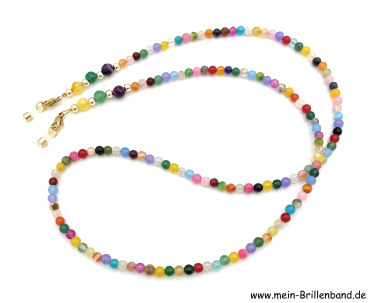 Preview: Brillenkette - Brillenband aus Edelsteinen Jade - Achat "bunt"