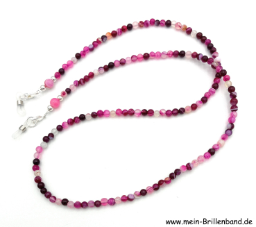 Preview: Brillenkette - Brillenband aus Edelsteinen Achat "pink"