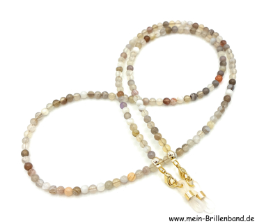 Preview: Brillenkette - Brillenband aus Edelsteinen Natur Botswana Achat