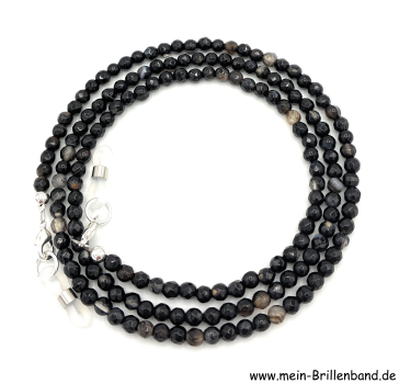 Preview: Brillenkette - Brillenband aus Edelsteinen facettierter Achat "schwarz"