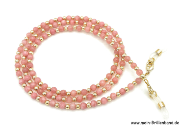 Preview: Brillenkette - Brillenband aus Edelsteinen Jade "koralle"