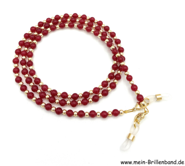 Brillenkette - Brillenband aus Edelsteinen Jade "rot"