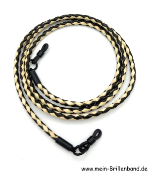Brillenkette - Brillenband aus geflochtenem Leder "schwarz-natur"