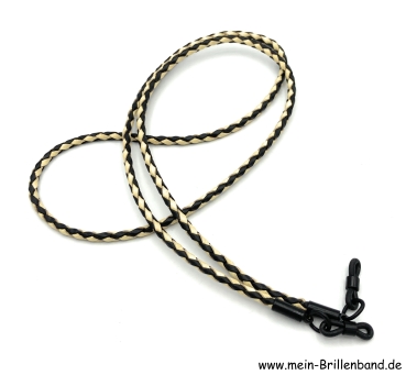 Brillenkette - Brillenband aus geflochtenem Leder "schwarz-natur"