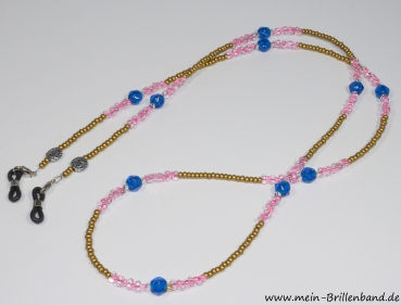 %Brillenkette - Brillenband "gold-orchidee-blau"