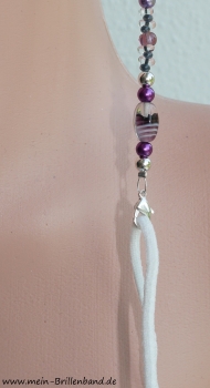 %Brillenkette - Brillenband - Mundschutzhalter - Maskenhalter "violett-rauchquarz"