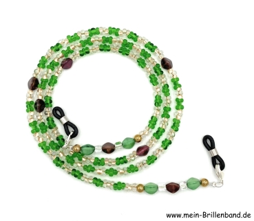 Brillenkette - Brillenband "grün - kristall gold"