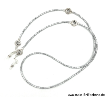 %Brillenkette - Brillenband "perlmutt-silbergrau"