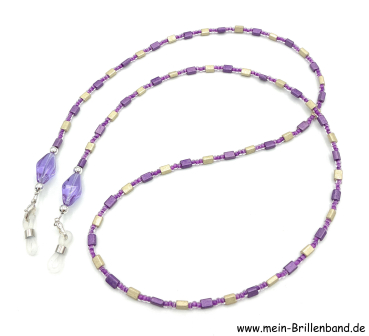 Preview: Brillenkette - Brillenband "beige - lila"
