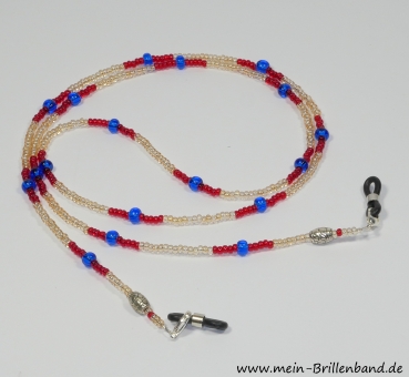 %Brillenkette - Brillenband "Pfirsich-Rot-Blau"