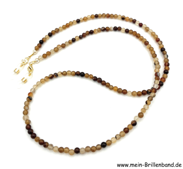 Preview: Brillenkette - Brillenband aus Edelsteinen Achat "braun"