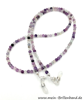 %Brillenkette - Brillenband aus Edelsteinen Fluorit"violett"
