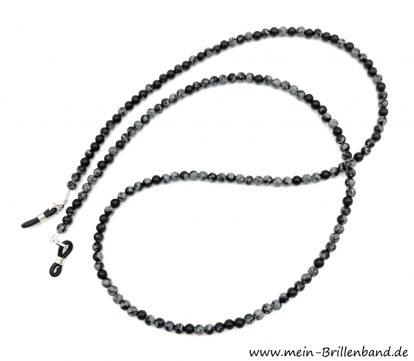 Brillenkette - Brillenband aus Edelsteinen "Schneeflocken Obsidian "