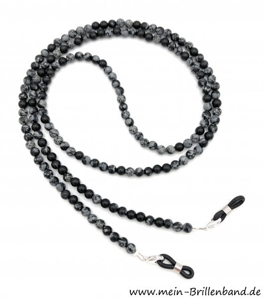 Brillenkette - Brillenband aus Edelsteinen "Schneeflocken Obsidian "