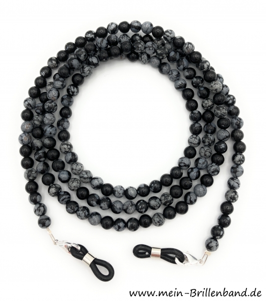 Brillenkette - Brillenband aus Edelsteinen "Schneeflocken Obsidian "