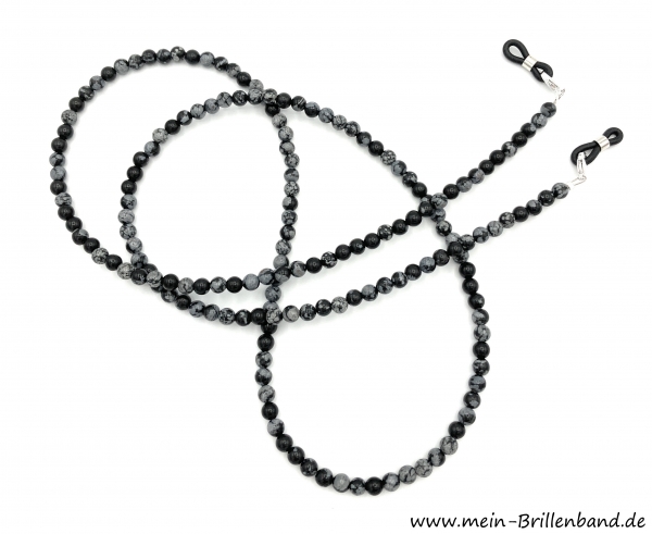 Brillenkette - Brillenband aus Edelsteinen "Schneeflocken Obsidian "