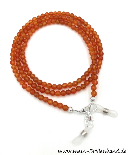Brillenkette - Brillenband aus Edelsteinen Karneol "Orange-Rot"