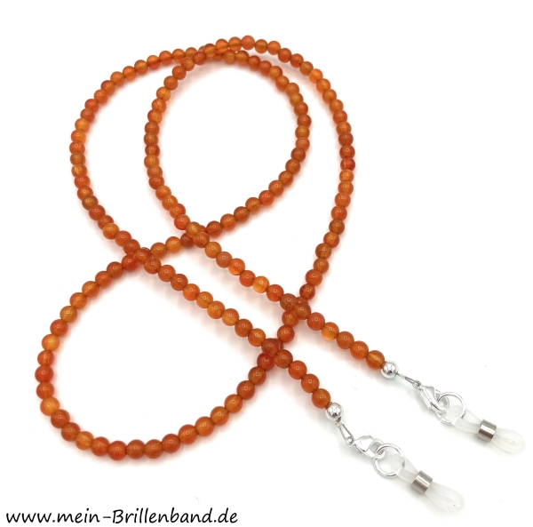 Brillenkette - Brillenband aus Edelsteinen Karneol "Orange-Rot"