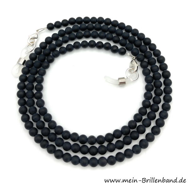 Brillenkette - Brillenband aus Edelsteinen Achat "Schwarz-Matt"