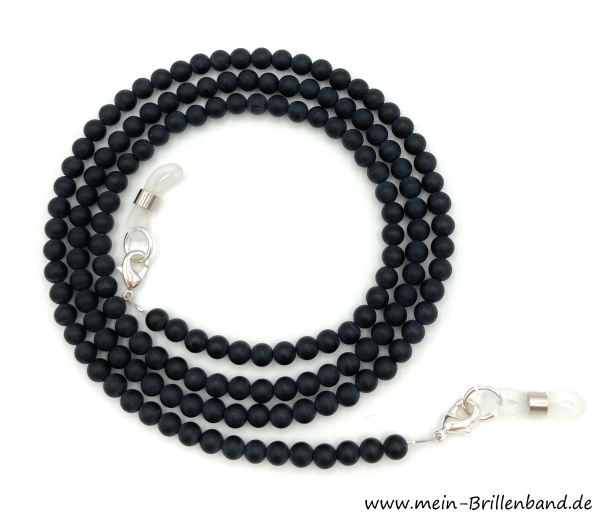 Brillenkette - Brillenband aus Edelsteinen Achat "Schwarz-Matt"