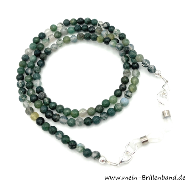 Brillenkette - Brillenband aus Edelsteinen Natur Moos Achat "grün"
