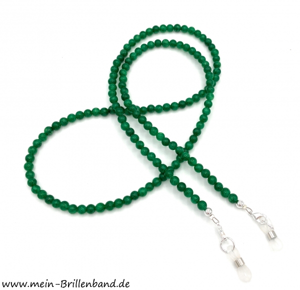 Brillenkette - Brillenband aus Edelsteinen Jade "dunkelgrün"