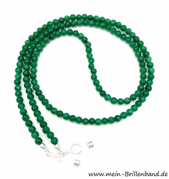 Brillenkette - Brillenband aus Edelsteinen Jade "dunkelgrün"