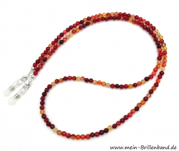 Brillenkette - Brillenband aus facettierten Edelsteinen Achat "rot"