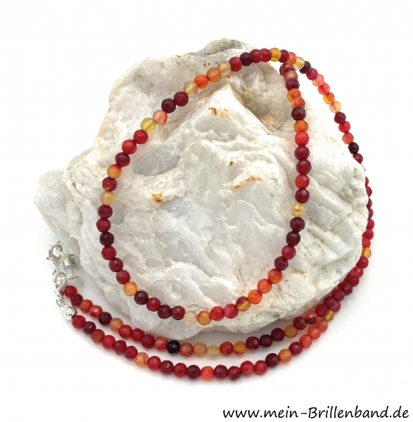 Brillenkette - Brillenband aus facettierten Edelsteinen Achat "rot"