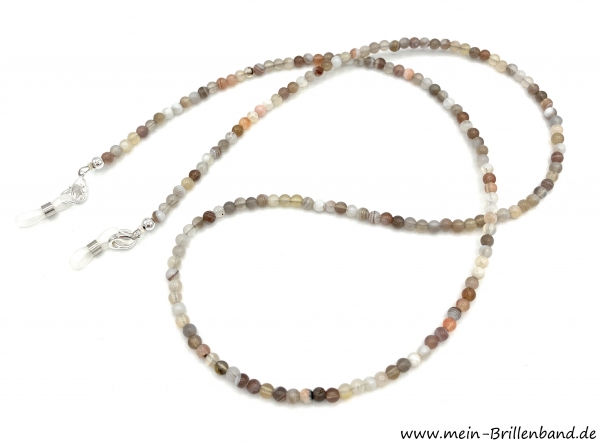 Brillenkette - Brillenband aus Edelsteinen Botswana Achat "beige-braun"