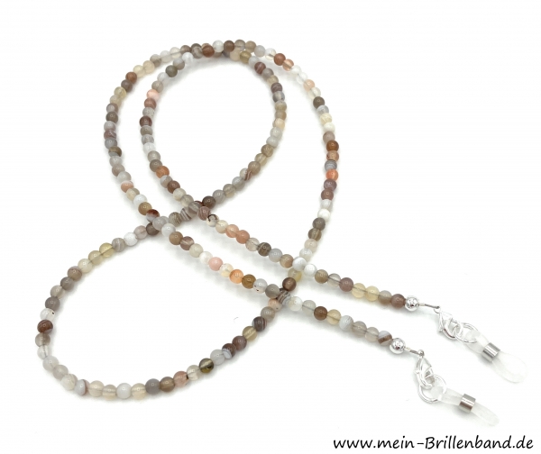 Brillenkette - Brillenband aus Edelsteinen Botswana Achat "beige-braun"