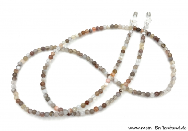 Brillenkette - Brillenband aus Edelsteinen Botswana Achat "beige-braun"