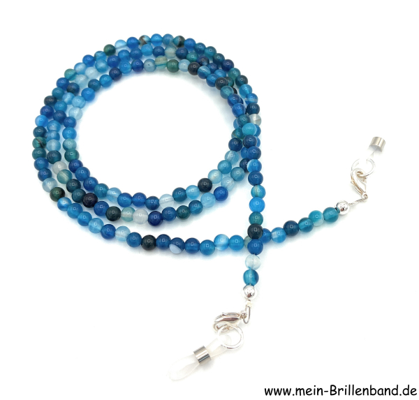 Brillenkette - Brillenband aus Edelsteinen Achat "blau"