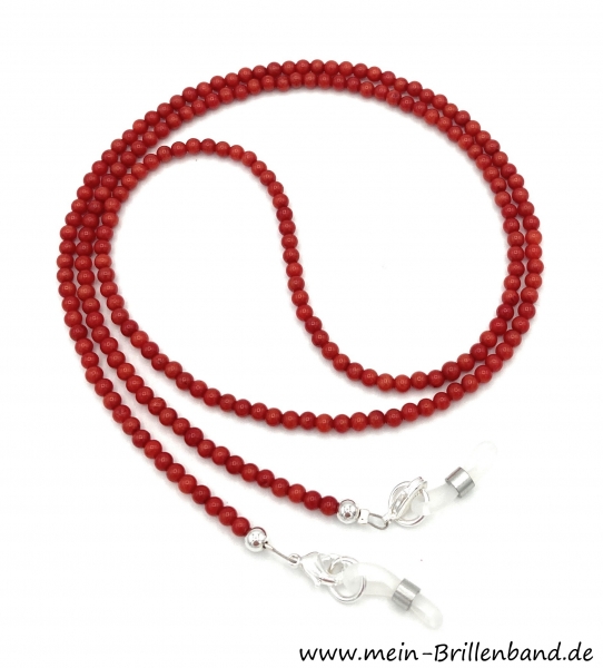 Brillenkette - Brillenband aus Edelsteinen rote Koralle