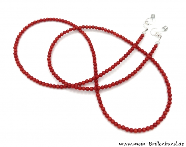 Brillenkette - Brillenband aus Edelsteinen rote Koralle