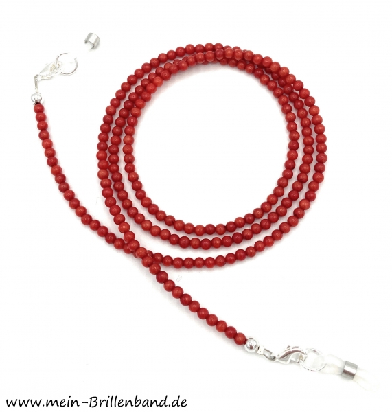 Brillenkette - Brillenband aus Edelsteinen rote Koralle