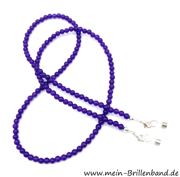 Brillenkette - Brillenband aus Edelsteinen Jade "dunkellila"