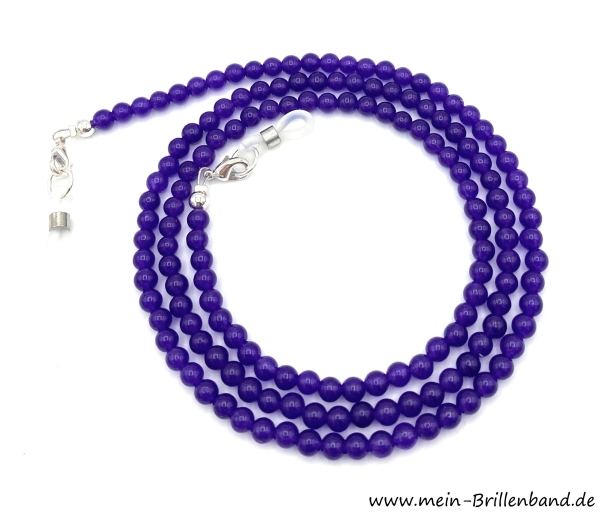 Brillenkette - Brillenband aus Edelsteinen Jade "dunkellila"