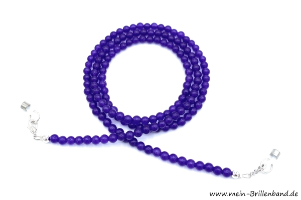 Brillenkette - Brillenband aus Edelsteinen Jade "dunkellila"