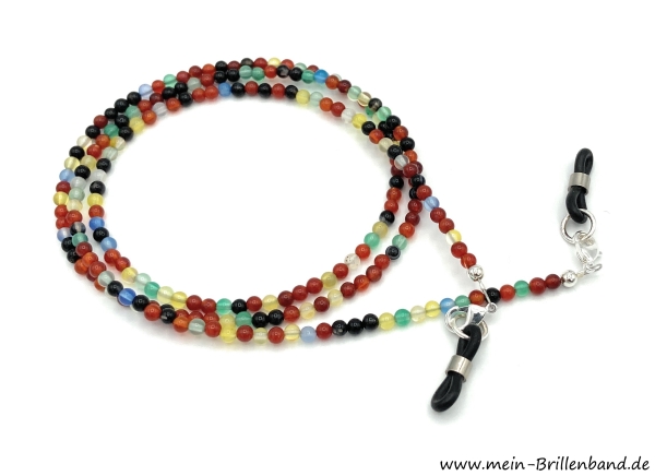%Brillenkette - Brillenband - Maskenkette aus Edelsteinen Achat "bunt"